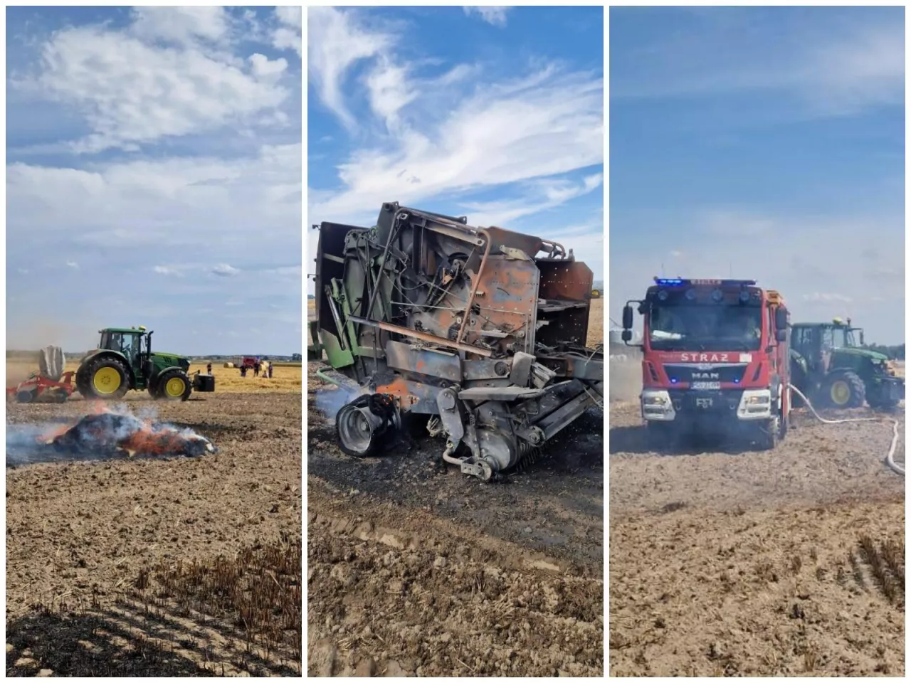 Na polu spłonęła prasa rolująca