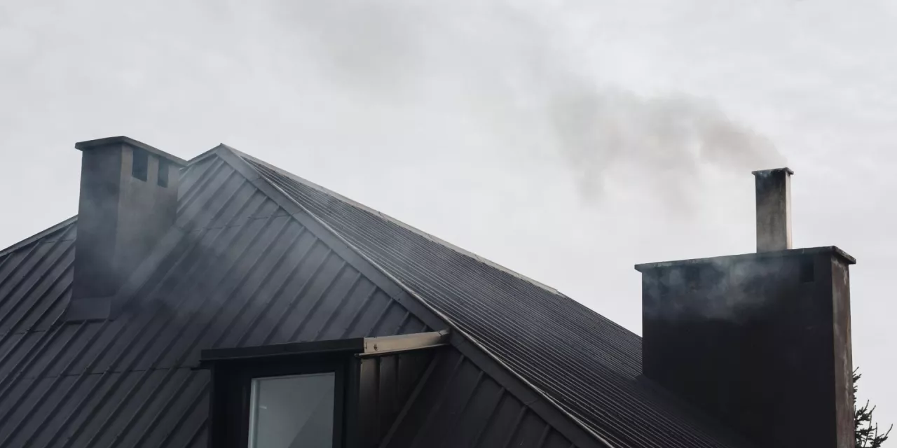 Black smoke from a chimney