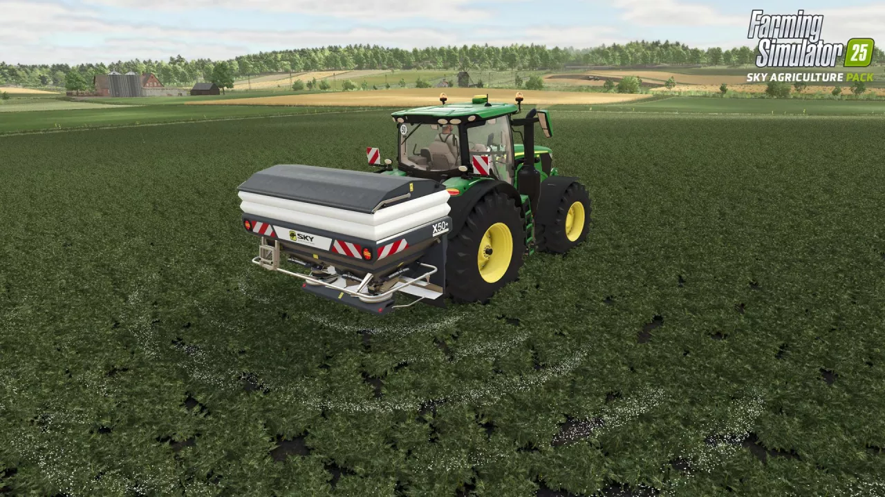 Rozsiewacz Sky Agriculture X50+ Econov to jedna z maszyn dostępnych w nowym dodatku do Farming Simulator 25.